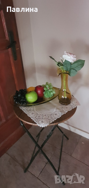 Поднос, фруктиера и ваза от кафяво стъкло, снимка 1