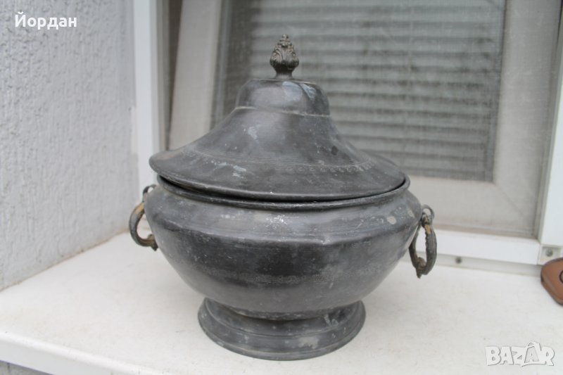 Стар френски калаен съд , снимка 1