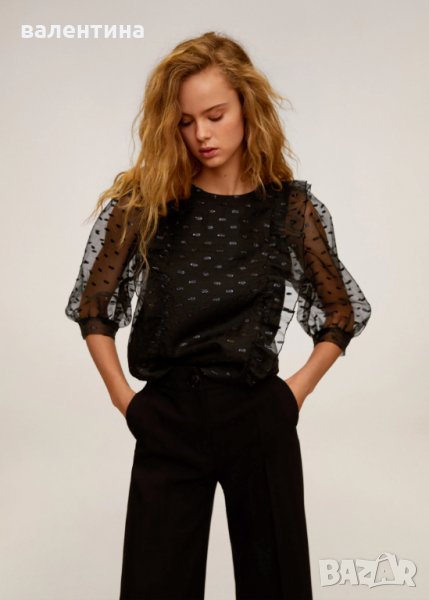 Блуза от органза на точки - Mango/Манго + Подарък, снимка 1