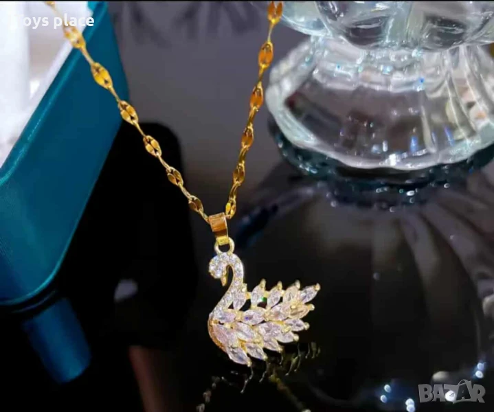 Красиво дамско колие Лебед с кристали , снимка 1