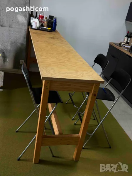 Масивна маса бар + 3 стола, снимка 1