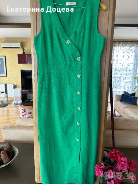 Вталена зелена рокля, снимка 1