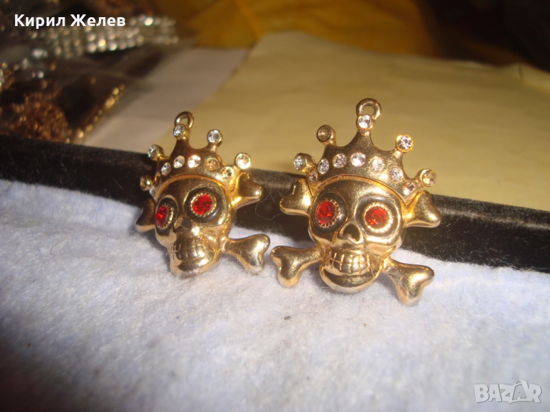 2 ПОЗЛАТЕНИ АЦТЕКСКИ РИТУАЛНИ МЕДАЛЬОНА МАСКИ с КРИСТАЛЧЕТА 27409, снимка 1