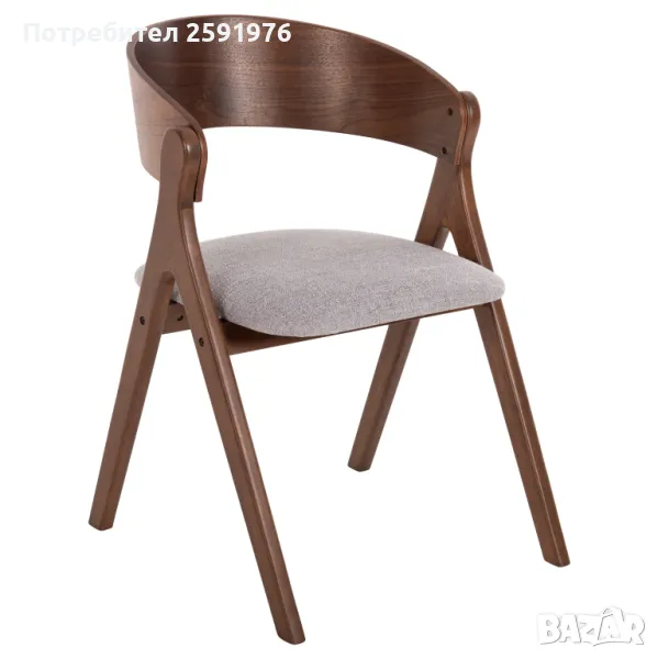 Трапезен стол HM9739.02, Масив Каучуково дърво, Цвят орех, 56x55x78, снимка 1