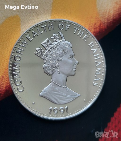 Възпоменателна монета 5 Dollars COMMONWEALTH OF THE BAHAMAS 1991, сребро, снимка 1