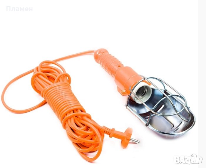 Подвижна работна лампа с кабел 10 м. Е 27 крушка 60 W с кука, снимка 1