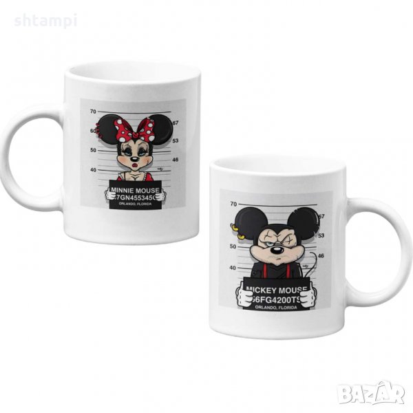 Комплект чаши за влюбени Mickey & Minnie Wanted, снимка 1