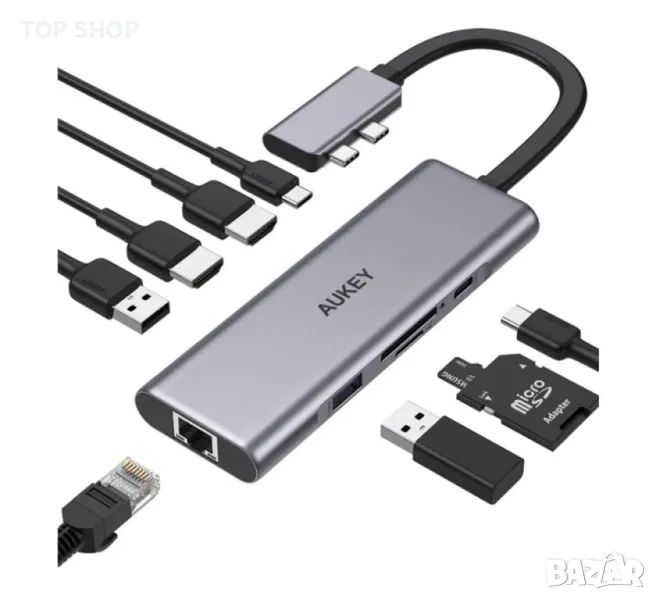 ХЪБ AUKEY CB-C81 2*USB 3.1, снимка 1