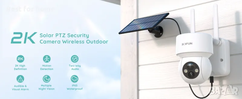 BOIFUN DQ201 Безжична външна камера със Соларен панел, снимка 1