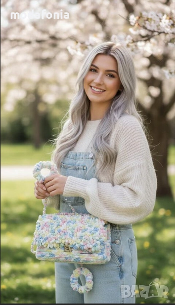 Ръчно изработена чанта CANDY и скрънчи, снимка 1