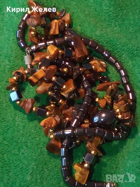 СКЪПОЦЕННО АРТ КОЛИЕ от НАТУРАЛНИ КАМЪНИ ТИГРОВО ОКО и ШЛИФОВАН ХЕМАТИТ 34633, снимка 1