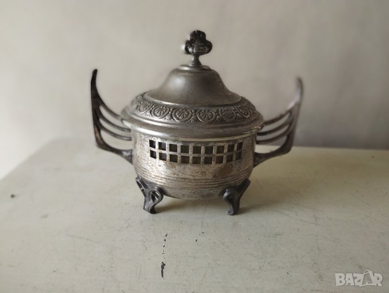 посребрена метална захарница арт нуво, снимка 1