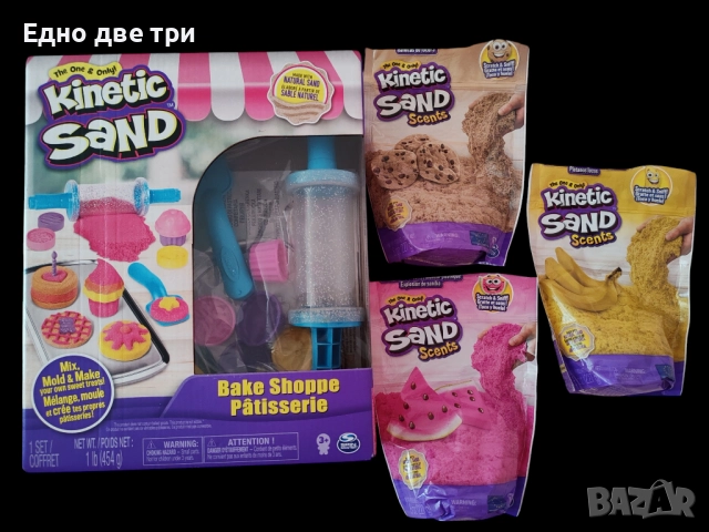 Комплект с кинетичен пясък Kinetic Sand Сладкиши.+ 3 пакета пясък Несъхнещ
