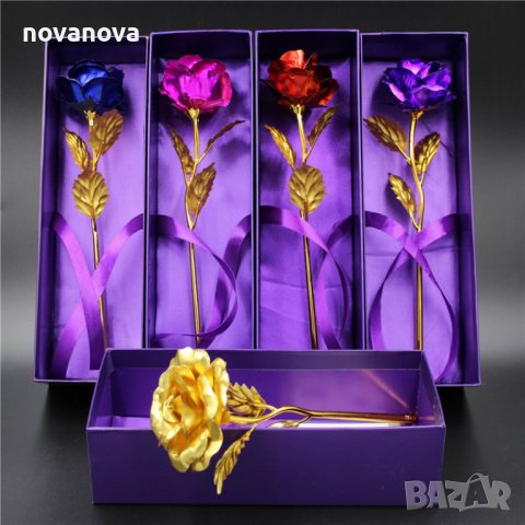 24K Gold Rose Златна роза Луксозен подарък за Св. Валентин , 8-ми март, снимка 4 - Подаръци за жени - 39614443