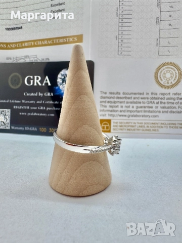 Сребърен пръстен с мойсанит (диамант) 0.5 карата, снимка 2 - Пръстени - 52261294