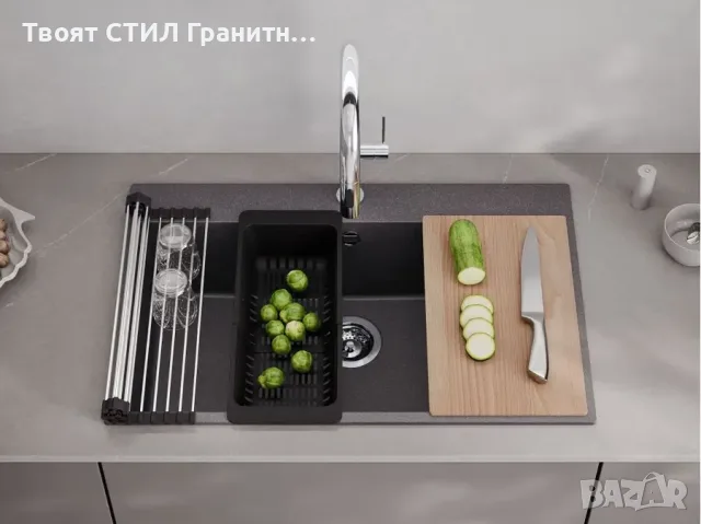 Графит кухненска мивка от гранит Рига 80 XXL 780 x 500 мм