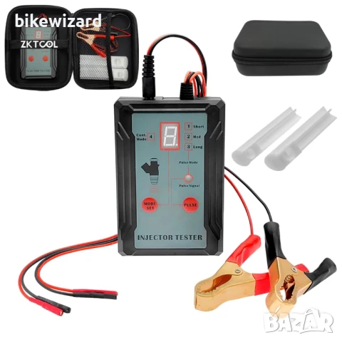 ZKTOOL Тестер за автомобилни инжектори, 2 адаптера за почистване на дюзи, 8 импулсни режима НОВО