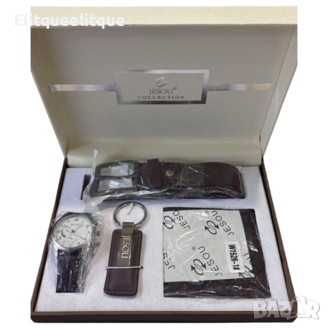 Луксозен подаръчен комплект за мъже JESOU – 4 в 1, снимка 2 - Бижутерийни комплекти - 52333659