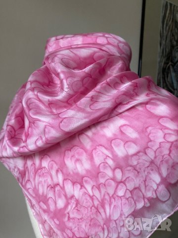 Розов, копринен шал/ розова кърпа за глава, снимка 5 - Шалове - 39858645