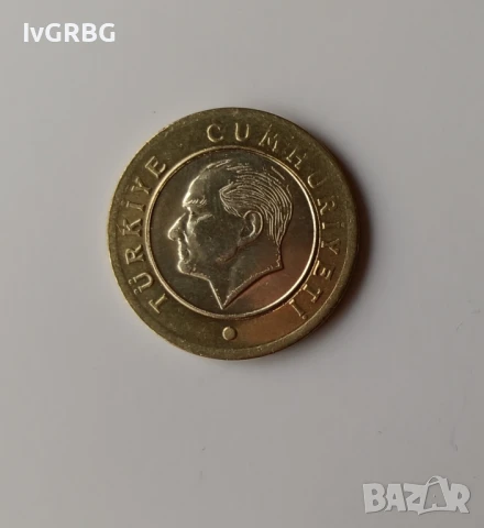1 лира 2024 Турция турска монета С НАМАЛЕНО ТЕГЛО 6.6 ГРАМА , НЕ 8,2, снимка 4 - Нумизматика и бонистика - 50660761