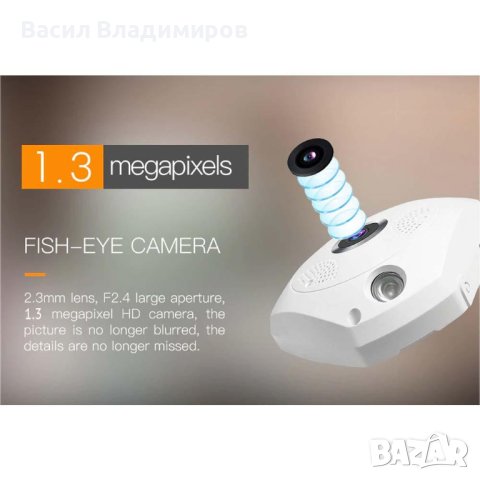 1317 Панорамна 360-камера-Fisheye-1.3MPX, снимка 3 - Други - 41580388