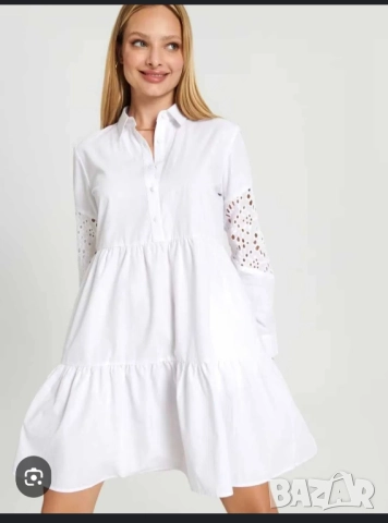 Бяла риза с дълъг ръкав 