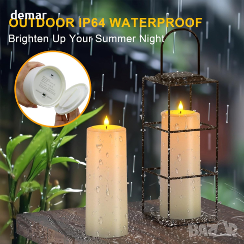 PChero соларни акумулаторни свещи с дистанционно управление, 2 бр. LED - 25,4 см, снимка 6 - Декорация за дома - 44658350