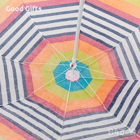 Плажен чадър 1.80м, Шарени райета, снимка 2 - Други - 41360238