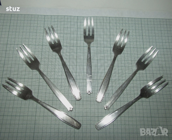 Малки десертни вилички, посребрени, сет 7 бр.