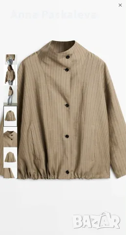 Раирано бомбър яке от лен на Massimo Dutti, снимка 5 - Якета - 55772711