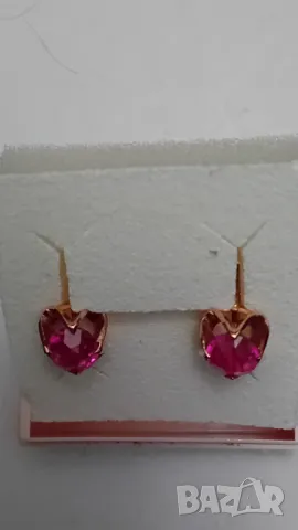 Чисто нови СССР  златни обеци 583  с рубини, снимка 3 - Обеци - 48179556