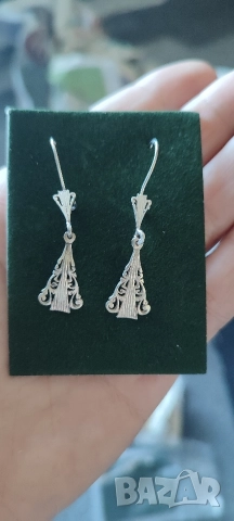 Сребърни ежедневни ретро обеци , снимка 4 - Обеци - 52957934