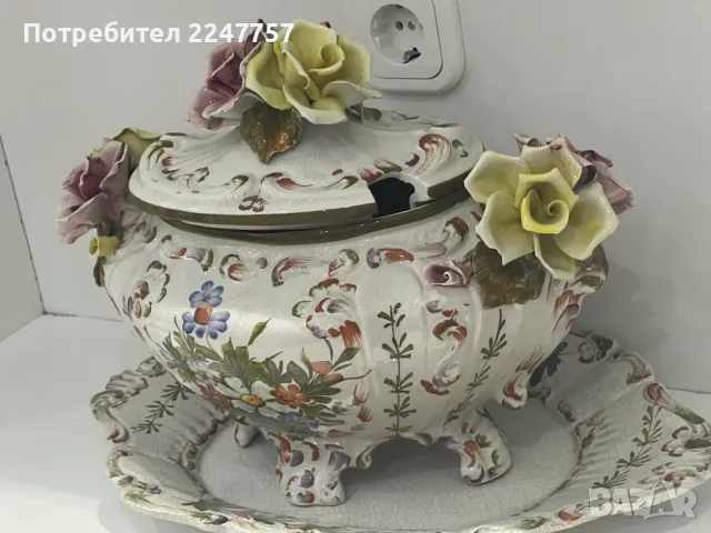 Супник Bassano с поднос, снимка 4 - Антикварни и старинни предмети - 48763533