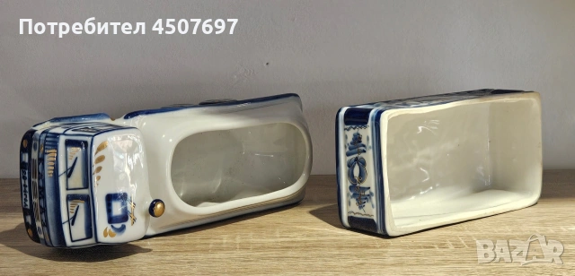 Порцеланова захарница с kanak,  КАМАЗ" Позлатена Гжел., снимка 8 - Антикварни и старинни предмети - 53766885