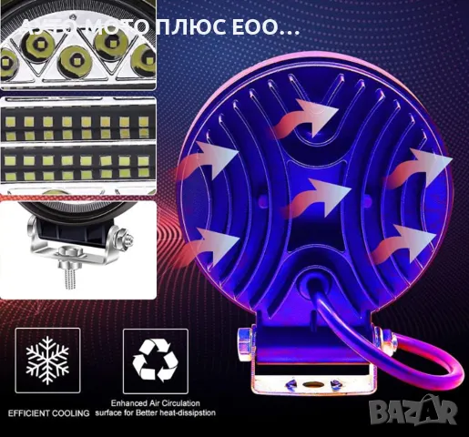LED кръгъл халоген с бяла светлина 102W - 6500к., снимка 4 - Аксесоари и консумативи - 48759869