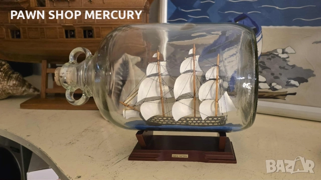 Продавам английска, ръчна изработка, старинен кораб в бутилка  , снимка 4 - Други ценни предмети - 52022168