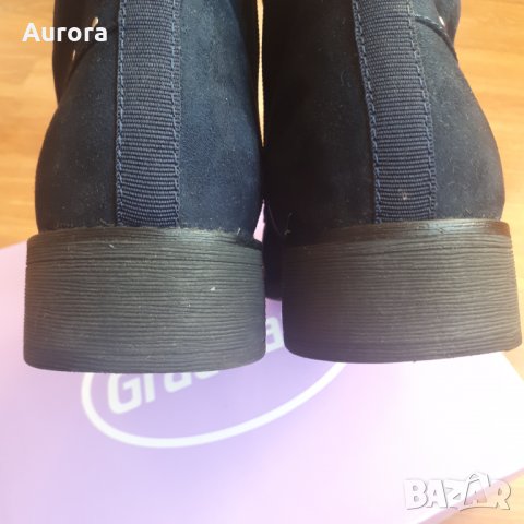 Боти/ кубинки тъмносин велур, 40 н., отл.съст, снимка 7 - Дамски боти - 34169634