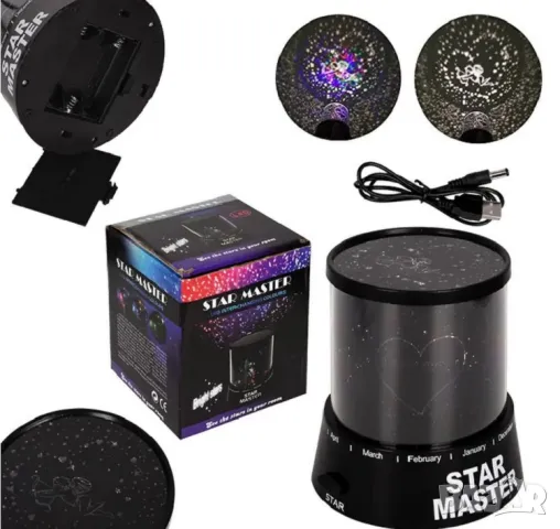 Нощна лампа - проектор с Купидон и сърца, снимка 1