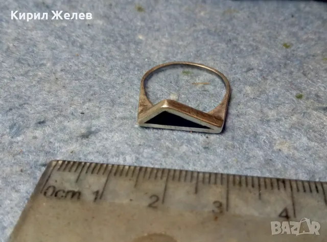 СТИЛЕН СРЕБЪРЕН ПРЪСТЕН СРЕБРО ВИСОКА ПРОБА с ШЛИФОВАН ЧЕРЕН ОНИКС РЪЧНА ВИНТИДЖ АРТ РАБОТА 31188, снимка 8 - Пръстени - 49148716