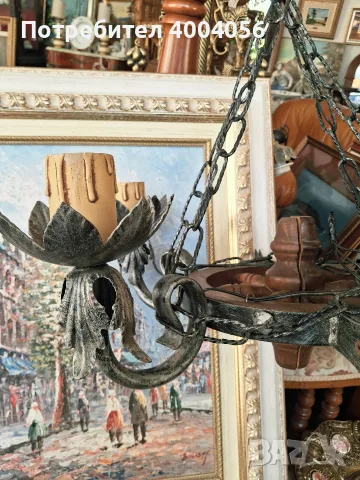 Полилей и два аплика, снимка 4 - Антикварни и старинни предмети - 56090989