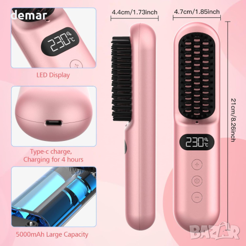 Gabrella  Керамична четка за изправяне на коса за жени, бързо загряваща, регулируема температура, снимка 4 - Преси за коса - 44530728