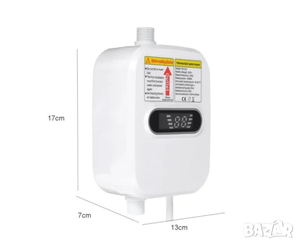 Компактен проточен бойлер 3500W с душ и LED дисплей, снимка 2 - Бойлери - 55841988