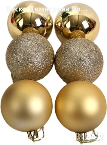 Комплект от 6 броя коледни топки, 7 см., снимка 2 - Декорация за дома - 47943306