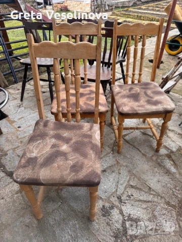 4 дървени трапезни столове , снимка 3 - Столове - 53466603