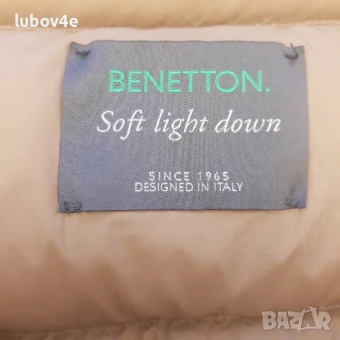 Benetton дамско олекотено яке с гъши пух в бежов цвят, като ново, снимка 3 - Якета - 51923335