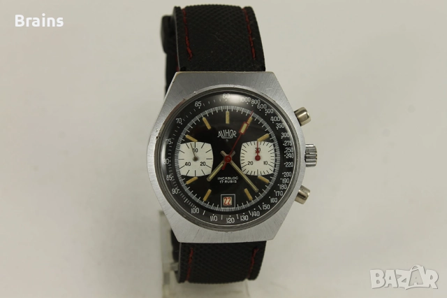 1960's ALIHOR Швейцарски Състезателен Хронограф Супер Рядък, снимка 2 - Мъжки - 51795219