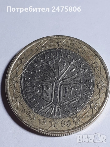 Монета - 1 евро -1999 г. С дефект.
