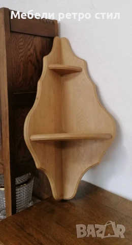 Ефектна ъглова етажерка от дъб с красива естествена шарка. Изключително стилна и практична., снимка 6 - Етажерки - 53524810