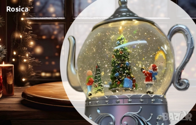 Коледна снежна топка във формата на чайник, снимка 3 - Декорация за дома - 52242616