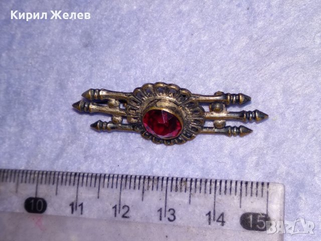 СТАРИННА СКЪПОЦЕННА ПОСРЕБРЕНА АЖУРНА РЕТРО БРОШКА с ЮВЕЛИРНО РЪЧНО ФАСЕТИРАН КАМЪК ГРАНАТ 38599, снимка 14 - Антикварни и старинни предмети - 41623042